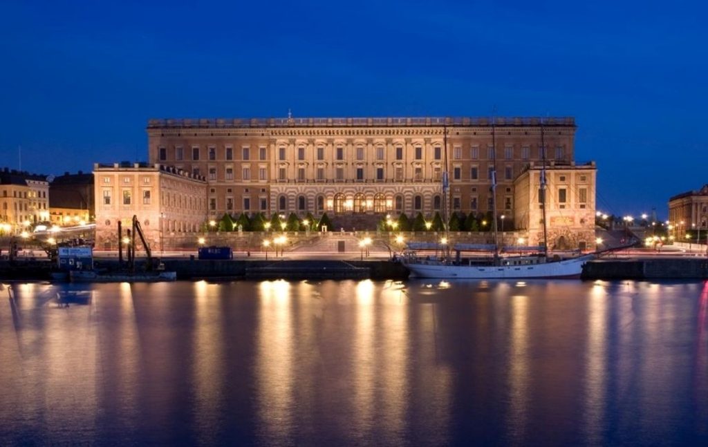 Palácio Real de Estocolmo a noite