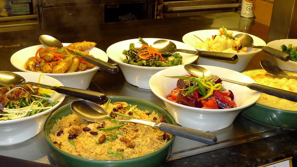 Parte de um Smorgasbord de restaurante